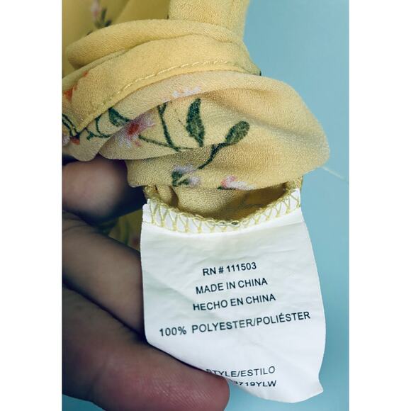 Lily White Blouse Yellow Floral Fairycore Boho Large - Picture 5 of 7